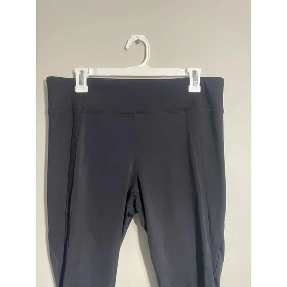 Athleta Black Cropped‎ Leggings with Blue Lined Mesh Inserts - Picture 2 of 12